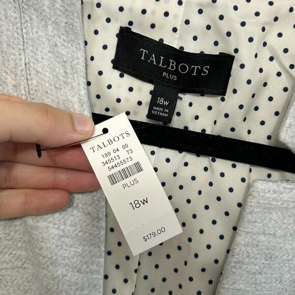 Talbots Plus Ponte Knit Blazer NWT Women's Sz 18W Gray Minimalist Modal Office - Picture 3 of 5